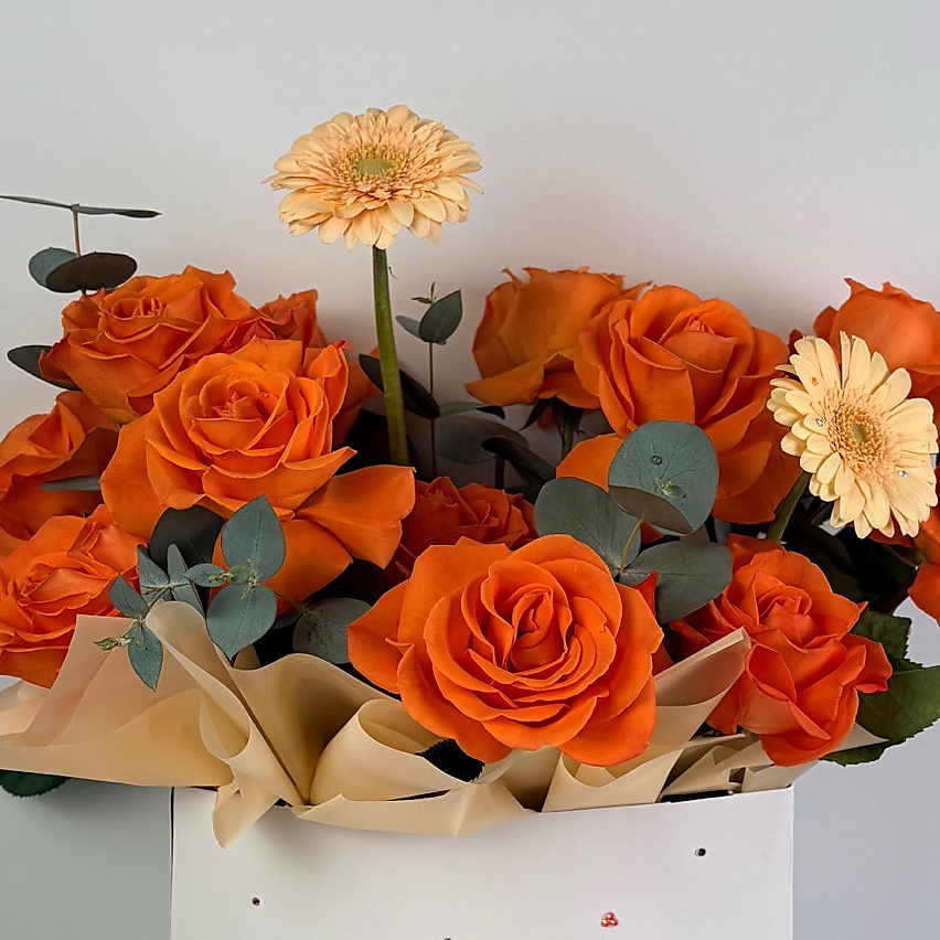 Orange Roses with Crystals