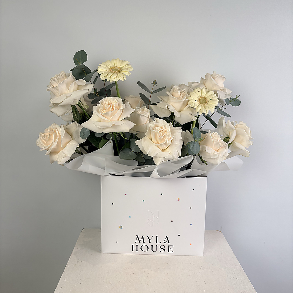White Roses with Crystals