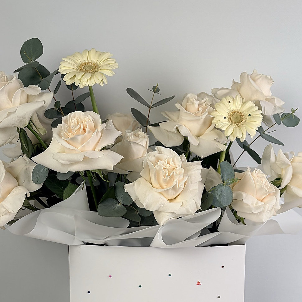 White Roses with Crystals