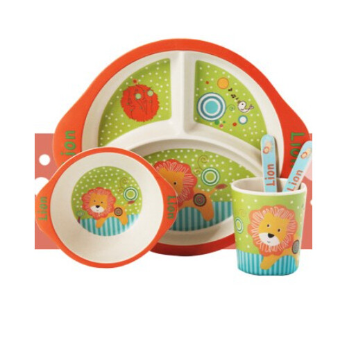 طقم مائدة للأطفال مكون من 5 قطع على شكل أسد