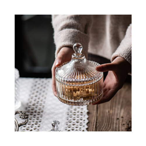 وعاء كريستال حجم كبير مع غطاء