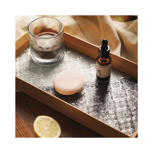 صينية خشب مع قاعدة زجاجية