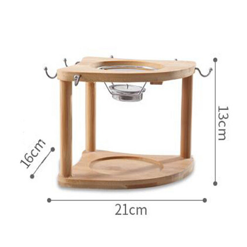 طقم شاي أبيض مع ستاند خشب