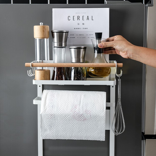 رف مغناطيسي للثلاجة باللون الأبيض