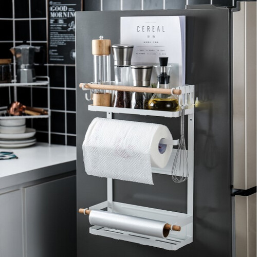 رف مغناطيسي للثلاجة باللون الأبيض