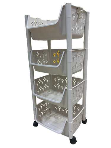 Green plastic basket with four shelves