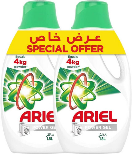Ariel laundry detergent liquid 1.8 liters 2 pieces