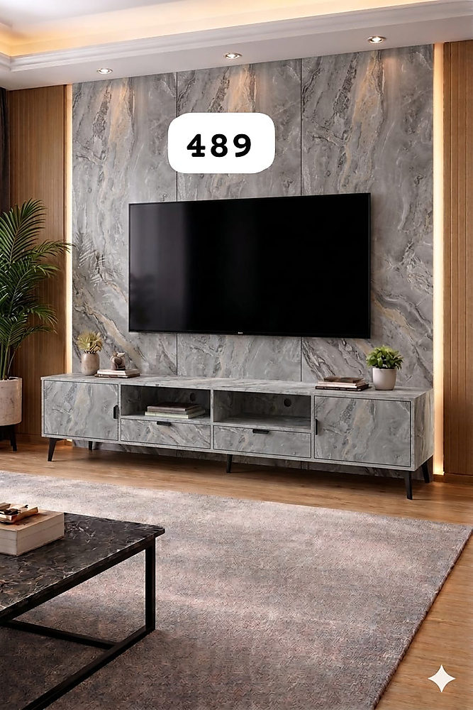 TV stand: width 180, depth 40, height 55.