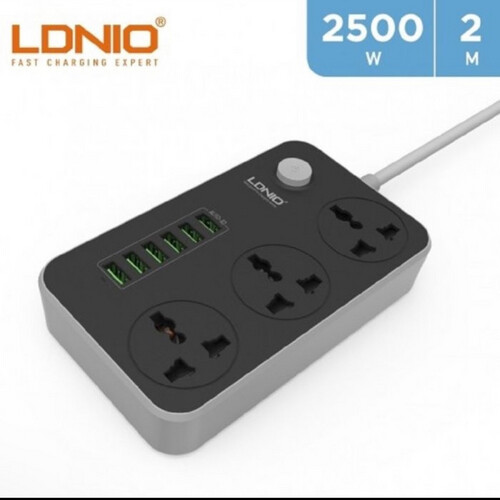 مشترك الكهربائي مع ثلاثه فتحات - سته منافذ يو اس بي