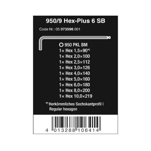 طقم النكيات ويرا 950 PKL/9 BM SB L-Key Set