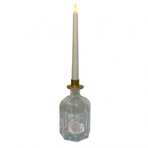 Gold Candle holder with round perfume bottle With battery candle