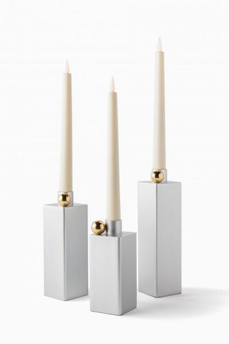 Candle Holder Silver set of 3 with battery candles