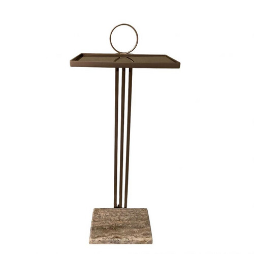 Service table with marble base top bronze mirror