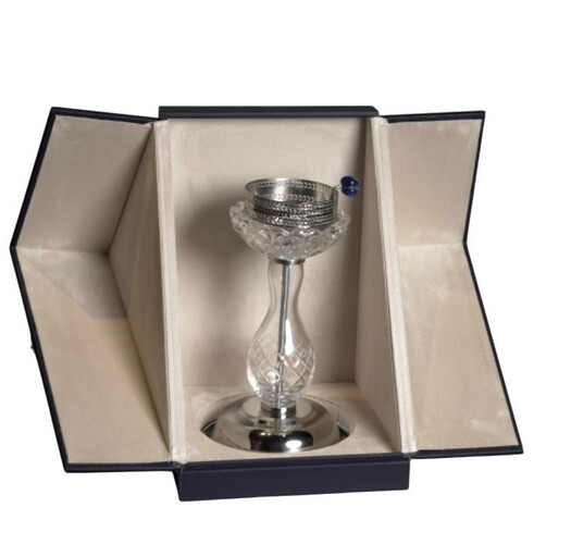 Crystal glass mubkhar with silver base and gift box Medium size