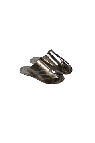 Small pair of bronze silver slippers