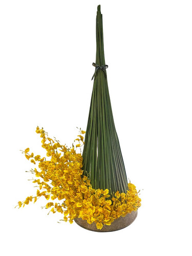 Oncidium Flowers in Round Glass Bowl