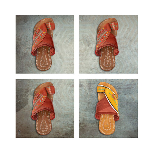 slipper Canvas painting set of 4 pcs