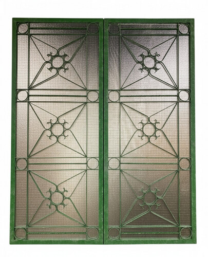 Antique Windows green color Set of 2 pcs