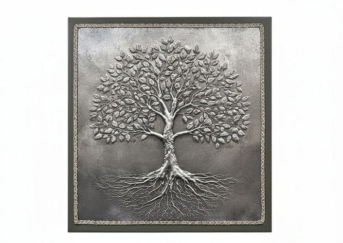 Tree printed  painting in leather board