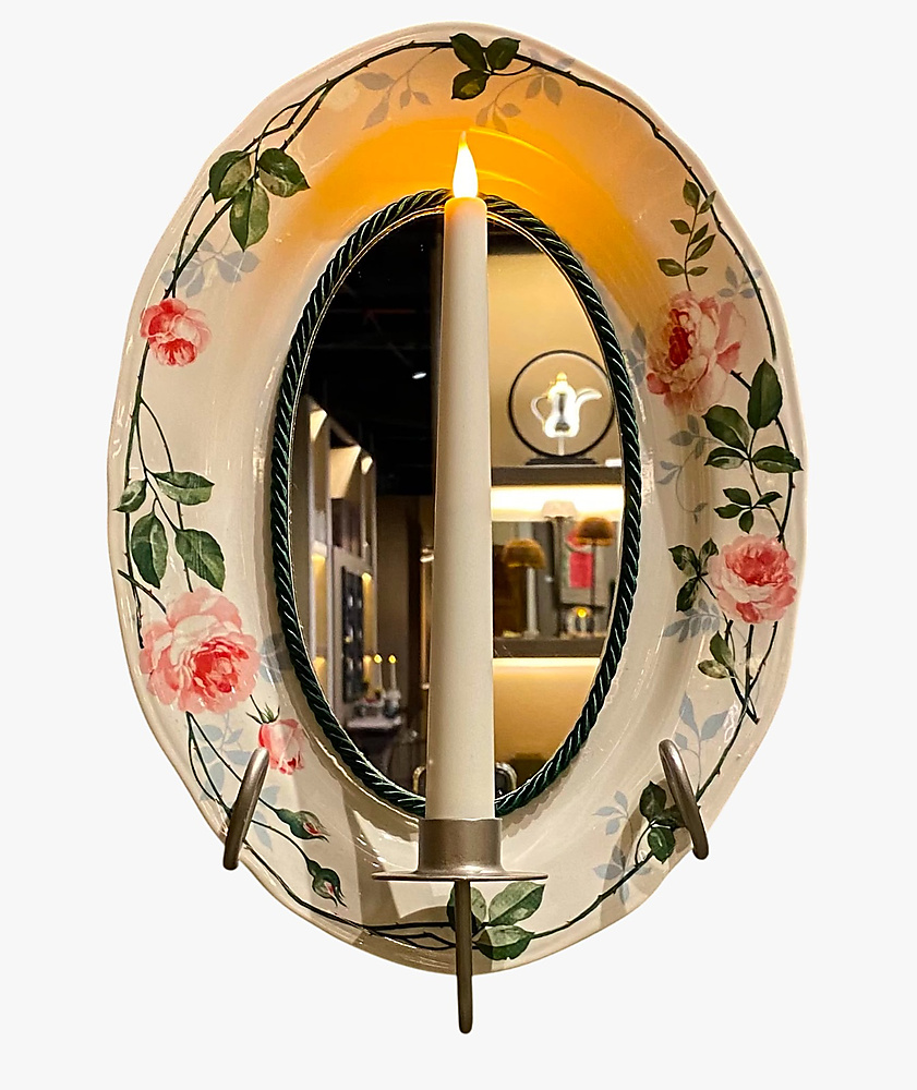 oval ceramic tray with candle holder
