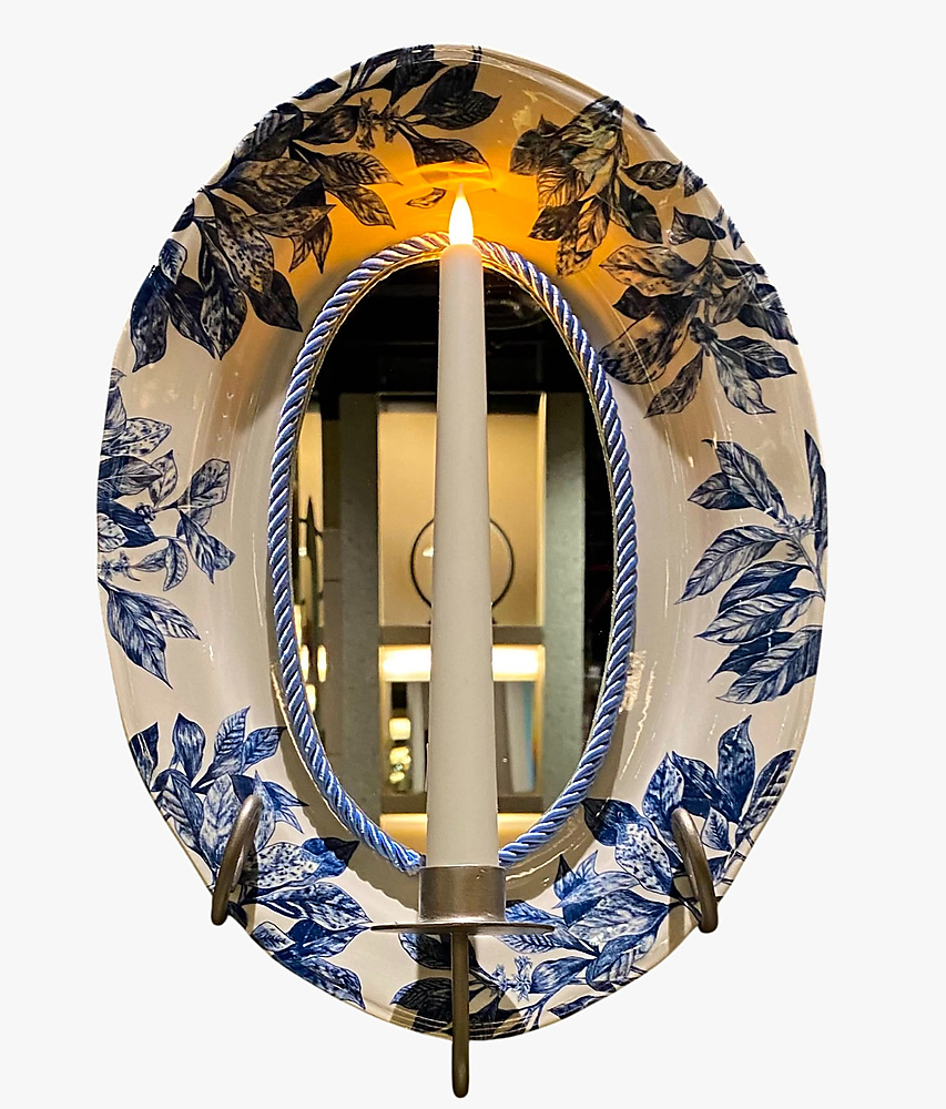 oval ceramic tray with candle holder