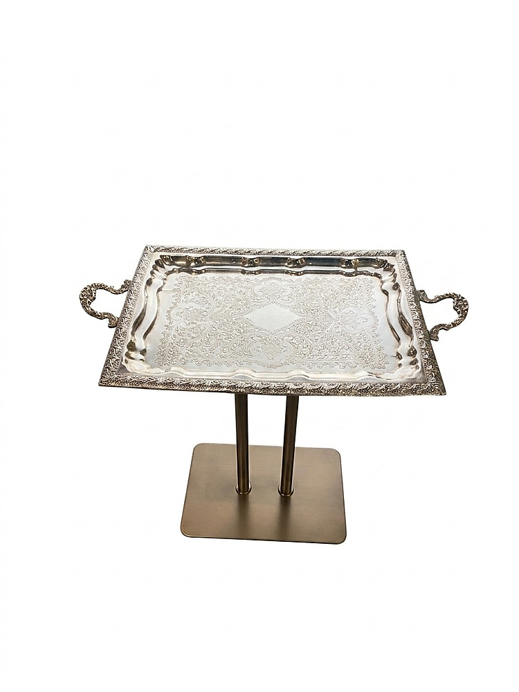 table with antique rectangle tray