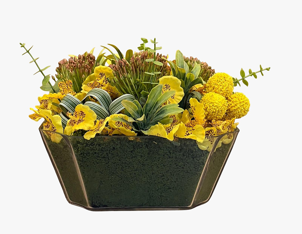 Artificial flower in glass vase