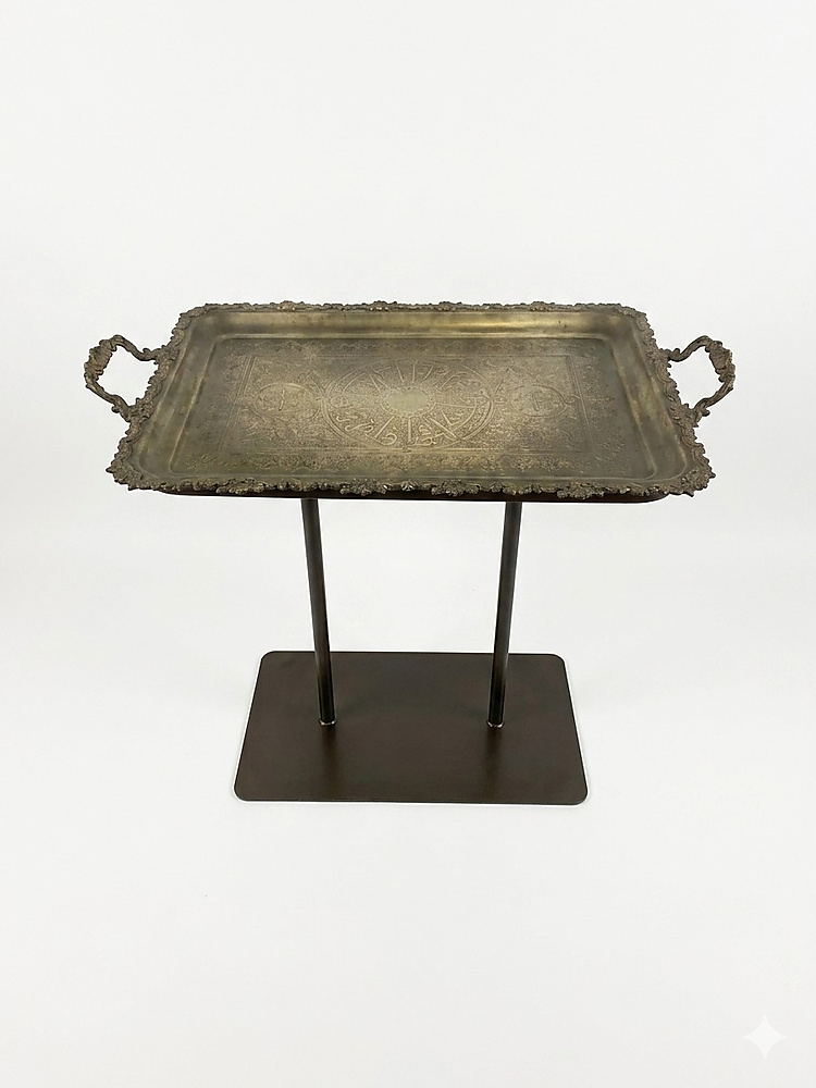 table with antique rectangle tray