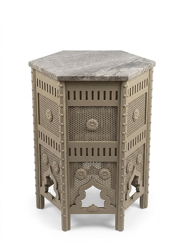 Hexagonal table beige color