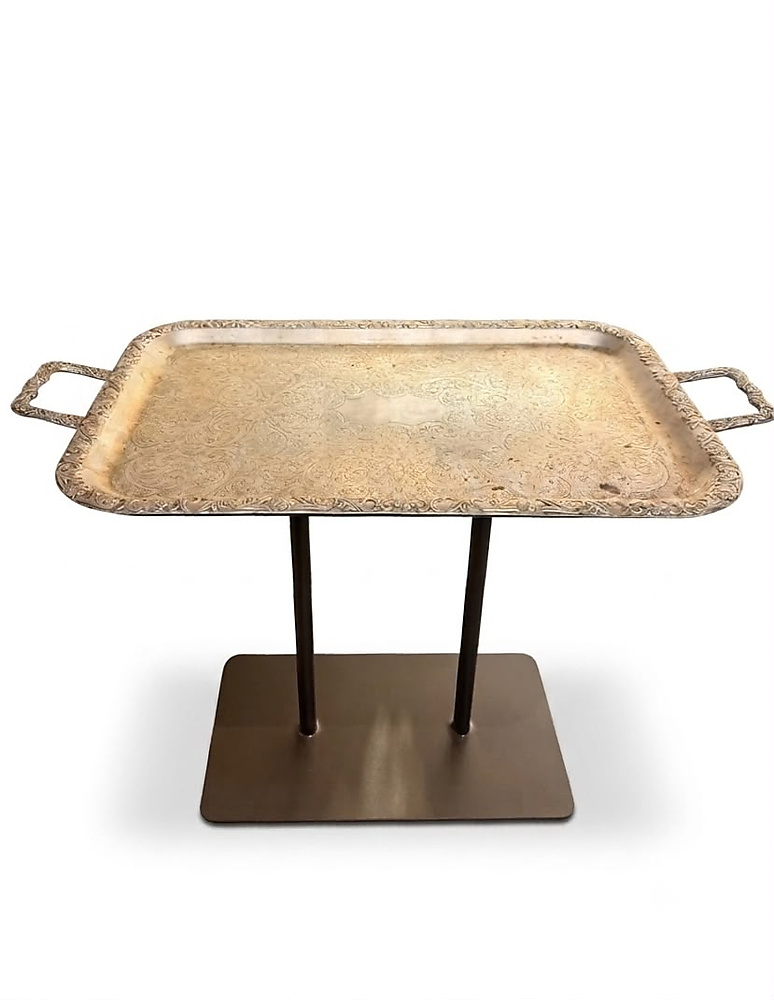 table with antique rectangle tray