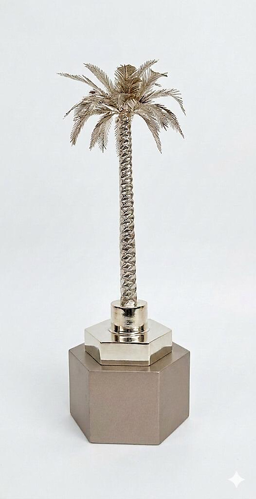 palm tree silver color trophy