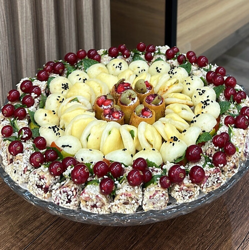 Mini fatayer, serving four types, 6 dozen, in a crystal tray/ m1