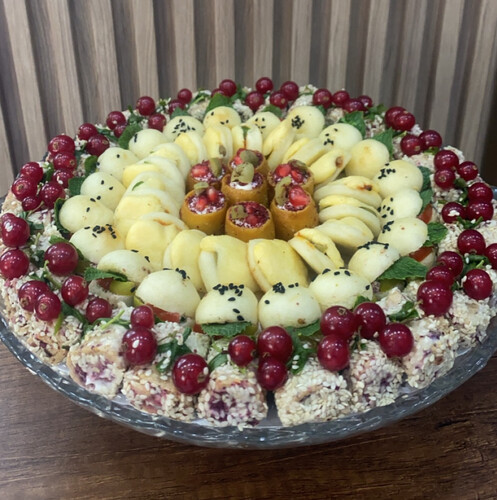 Mini fatayer, serving four types, 6 dozen, in a crystal tray/ m1