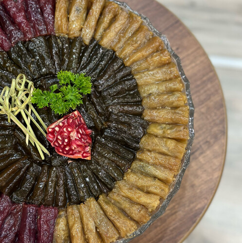 ‏mini Mix Grape Leaves And Cabbage 200 Pieces With Crystal Tray /z