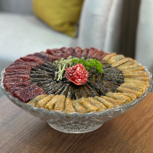 ‏mini Mix Grape Leaves And Cabbage 200 Pieces With Crystal Tray /z