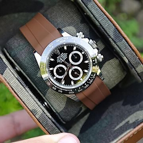 Curved Ended Brown Rubber Strap