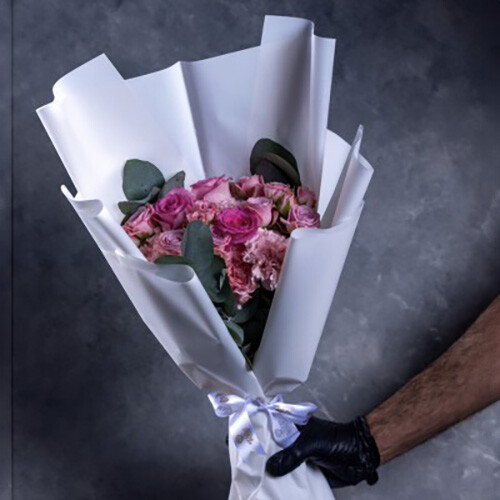 White and Pink Packaging Bouquet