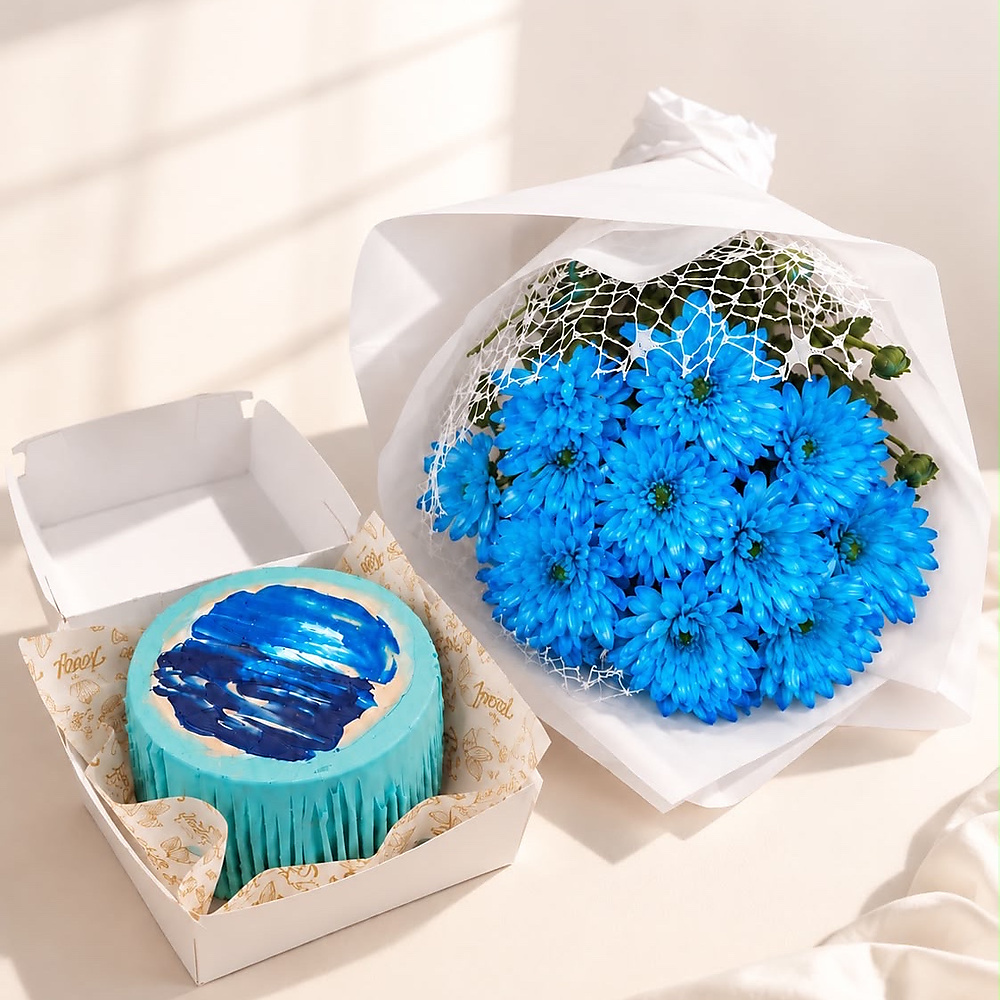 cake with a fresh rose bouquet (2)