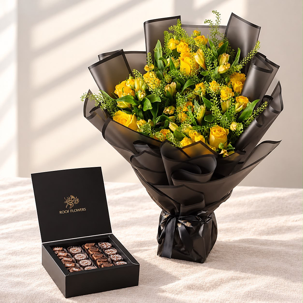 Bouquet with cocoa box 1
