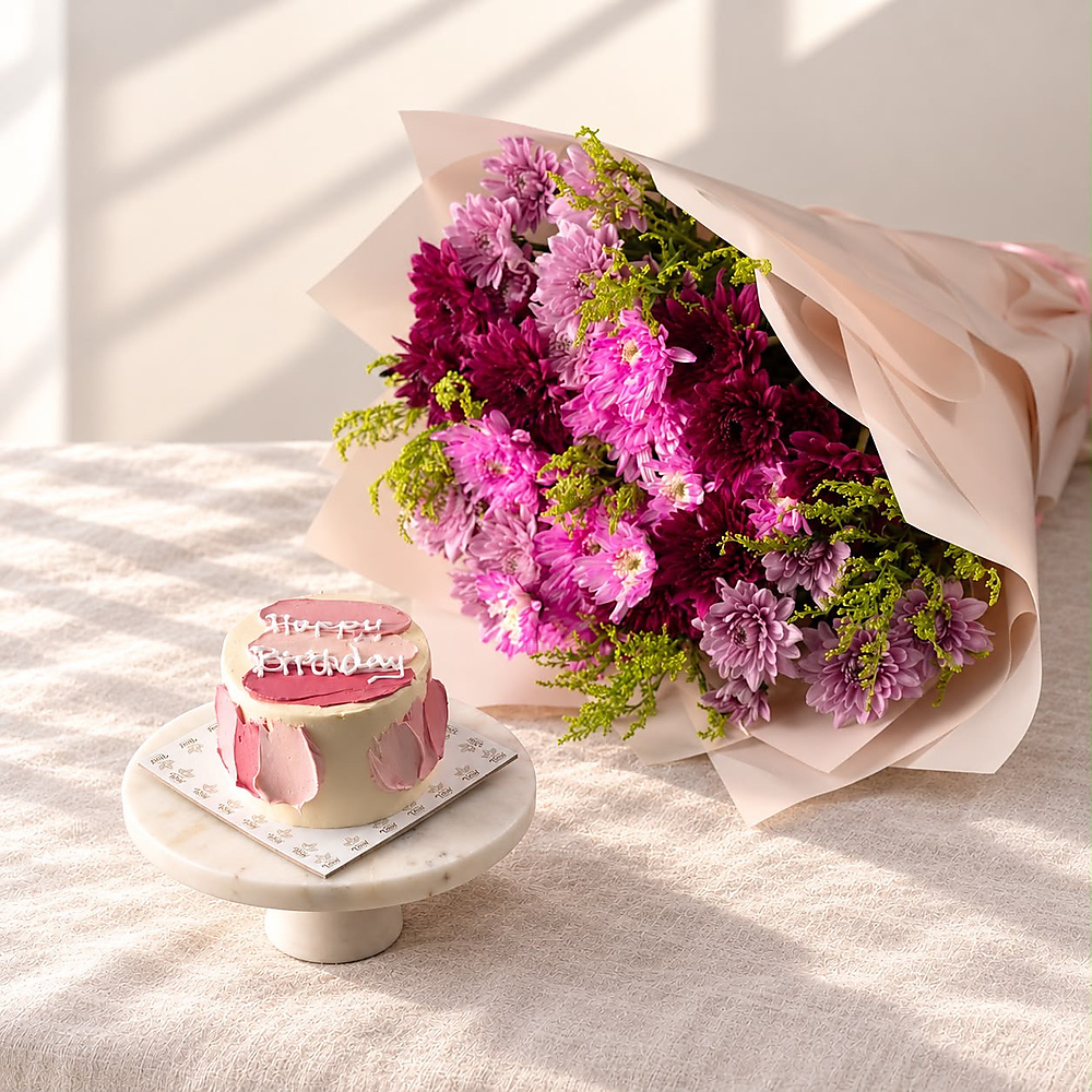 cake with a fresh rose bouquet (4)