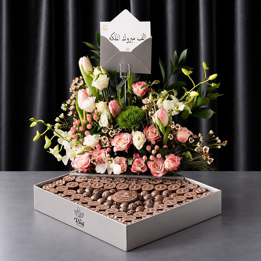 Cocoa The Roof with a natural rose arrangement 2