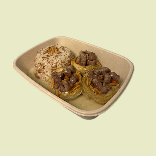 خرشوف بالحم مع أرز الشعيرية بالليمون