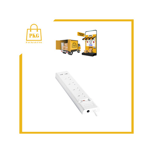 توصيلة كهرباء طول 3 متر 13 امبير 4 مخارج مع مخرجين USB شحن 2.1 امبير