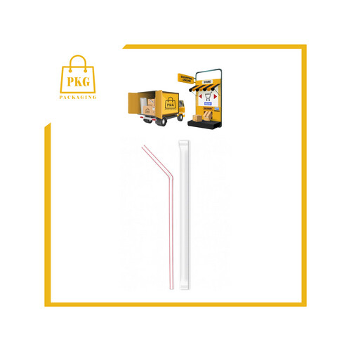 مصاص عصير بلاستك ابيض مقلم معكوف 6 مل شد 5000