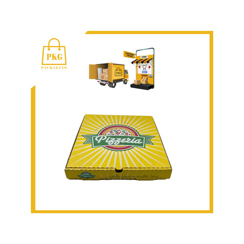علب بيتزا كرتون كرفت مطبوعة 33×33×4سم حبة اقل كمية 5000