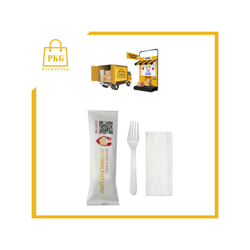 شوكة بلاستك ومنديل بغلاف مطبوع  شد 1000