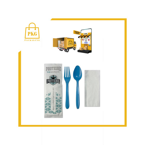 شوكة وملعقة مع منديل غلاف مطبوع شد 500