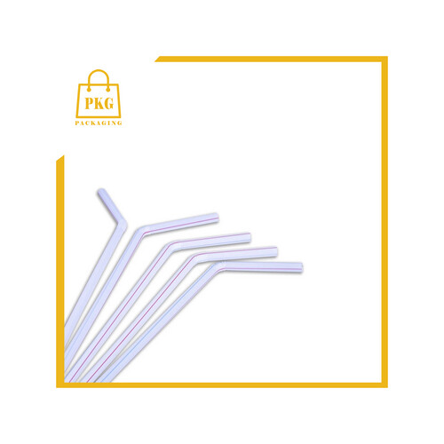 مصاص عصير بلاستك ابيض مقلم معكوف 6 مل شد 5000