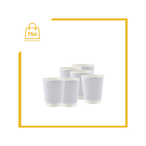 كاسة ورق 8 اونص دبل مموجة ابيض شد 500