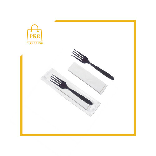 شوكة مغلفة اسود مع منديل شد 500